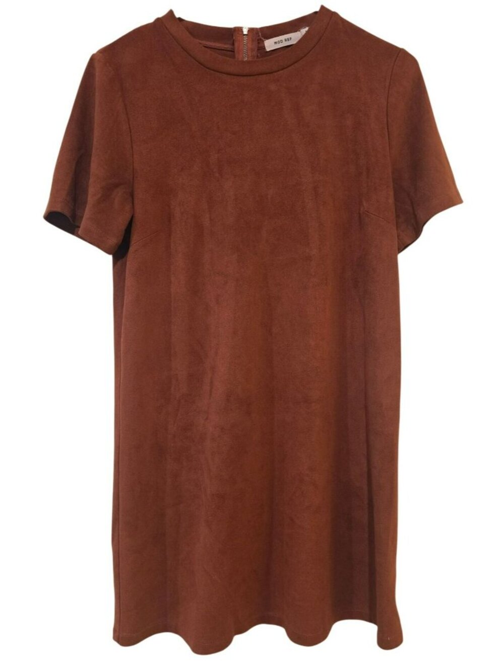 Mod Ref Country Cowgirl Minimalist Boho Tunic Dress Knee Length Faux Suede Small